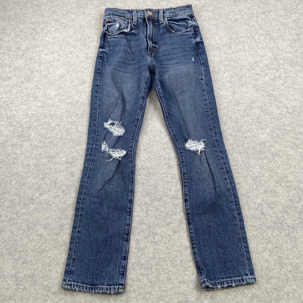 Joe's Jeans The Luna Womens 23 23x25 Blue Mid Rise Crop Distressed Denim